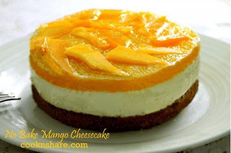 A Wonderful No Bake Mango Cheesecake
