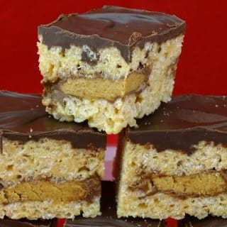 What Amazing Peanut Butter Rice Crispie Treats Are These Reese Peanut Butter Cup Stuffed Bars