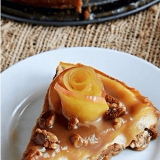 Yummy Salted Caramel Apple Recipe That is A Cheesecake With Apple Roses