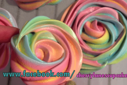 Thumbnail for Pretty Rainbow Rose Meringue Cookies