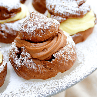 What Heavenly Looking Chocolate Cream Puffs With Chocolate and Vanilla Cream