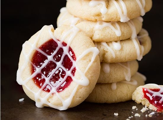 Wonderful Raspberry Almond Shortbread Thumbprint Cookies