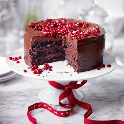 An Indulgent Chocolate And Pomegranate Layer Cake