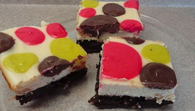 Fun Polka-Dot Cheesecake Brownies