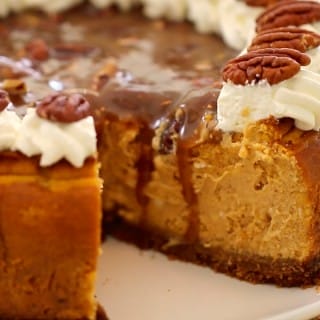 Pumpkin Cheesecake With Pecan Praline Sauce