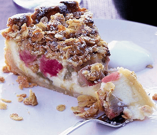 Thumbnail for Rhubarb Pie With A Creamy Custard Filling Topped With Butter Crumble