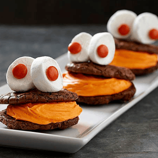 Grinning Monster Cookie Sandwiches One Of Those Fun Halloween Cookie Recipes