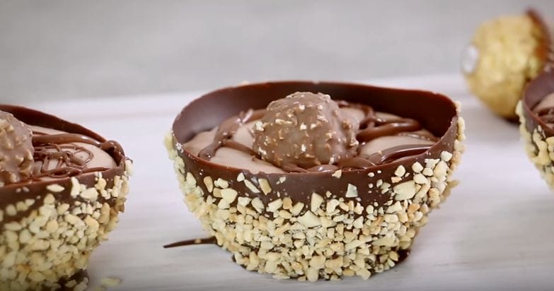 Love Wonderful Chocolate Recipes ? Why Not Make This Fully Edible Ferrero Rocher Chocolate Dessert Bowls