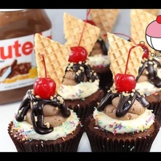 Nutella Fudge Sundae Cupcake Recipe ..How Delicious