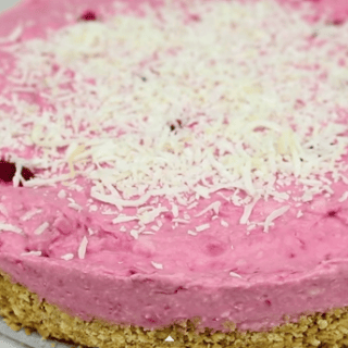 A Delicious Raspberry Cheesecake With White Chocolate