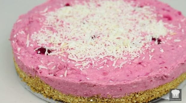 A Delicious Raspberry Cheesecake With White Chocolate