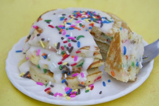 A Wonderful Recipe For Birthday Cake Batter Pancakes With Buttercream Glaze