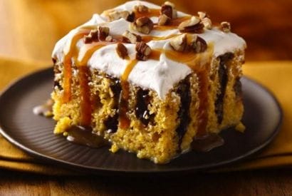 Thumbnail for A Really Fantastic Looking Caramel-Drizzled Pumpkin Poke Cake