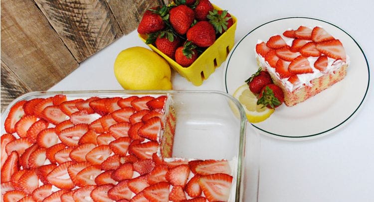 A Really Delightful Easy To Make Strawberry Lemonade Poke Cake
