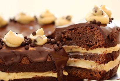 Thumbnail for Delicious Brownie Layer Cake With Cookie Dough Frosting