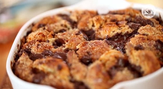Dark Chocolate Croissant Bread Pudding