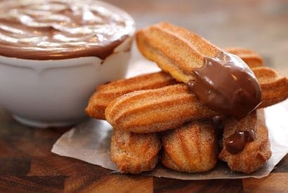 Thumbnail for Homemade Baked Churros With A Hot Chocolate Dipped Sauce