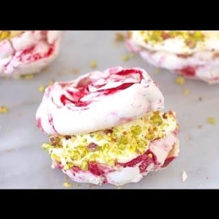 Wonderful Looking Raspberry Meringues With Pistachios