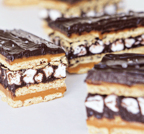Thumbnail for A Delightful 3-Layer Caramel And Chocolate Marshmallow Bars