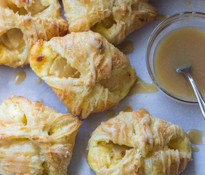 A Delicious Apple Cheese Danish Recipe With A Caramel Glaze