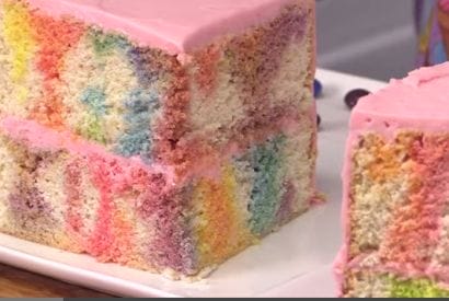 Thumbnail for Delicious Pretty Skittles Poke Cake With Skittles Buttercream