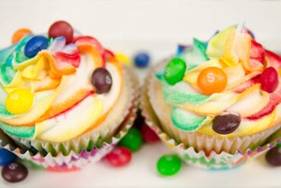 Thumbnail for Great Party Looking Skittles Cupcakes With Rainbow Icing