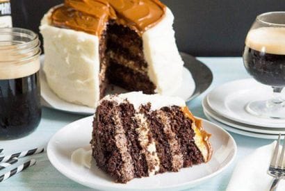 Thumbnail for Yummy Chocolate Stout Cake With Caramel Marshmallow Cream Frosting