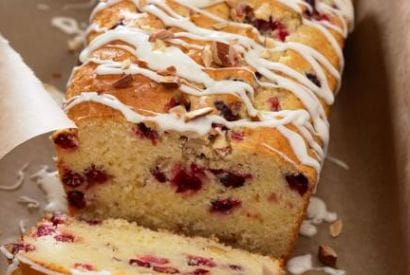 Thumbnail for Delicious Almond-Cranberry Bread With White Chocolate Glaze