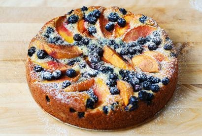 Thumbnail for Peach and Blueberry Greek Yogurt Cake To Make