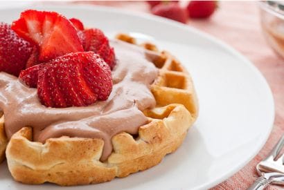Thumbnail for Delicious Strawberry Waffles With Nutella Whipped Cream