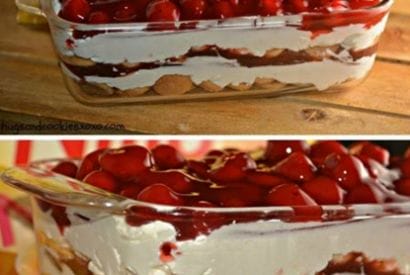 Thumbnail for A Delicious Creamy No Bake Cherry Cheesecake Cookie Lasagna