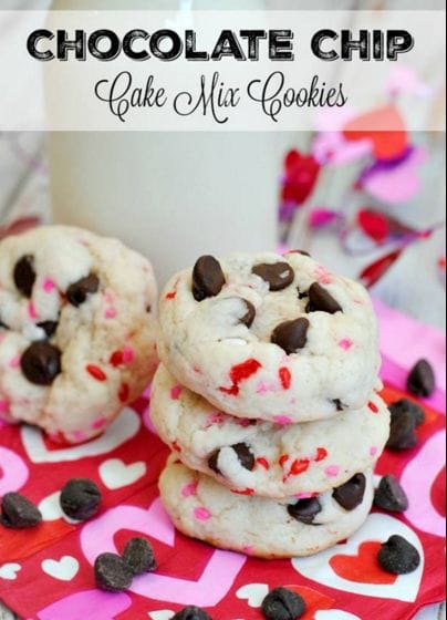 Delicious Looking Valentine Chocolate Chip Cake Mix Cookies
