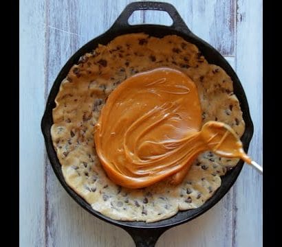 A Really Yummy Deep Dish Caramel Cookie In A Skillet
