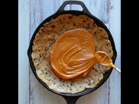 A Really Yummy Deep Dish Caramel Cookie In A Skillet