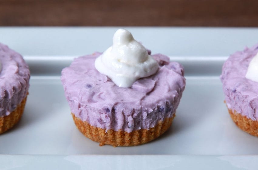 Mini No-Bake Ube Cheesecakes