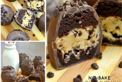 Thumbnail for No-Bake Chocolate Chip Cookie Dough Brownie Bombs