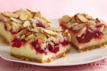 Thumbnail for Love These Almond Streusel Cherry Cheesecake Bars