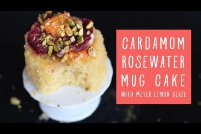 Thumbnail for A Delicious Cardamom Rosewater Mug Cake With Meyer Lemon Glaze