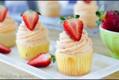 Thumbnail for Fresh Strawberry Buttercream Cupcakes Recipe