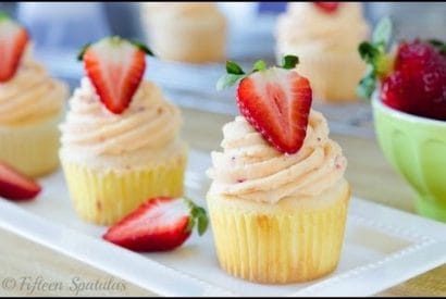Thumbnail for Fresh Strawberry Buttercream Cupcakes Recipe