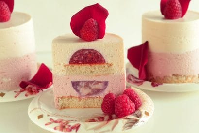 Thumbnail for Delicious Raspberry & Lychee Individual Mousse Cakes With Rose Water