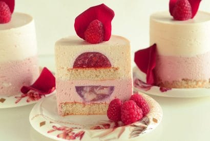 Thumbnail for Delicious Raspberry & Lychee Individual Mousse Cakes With Rose Water