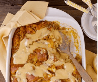 Thumbnail for Yummy Pumpkin Bread Pudding with Hot Buttered Rum Sauce