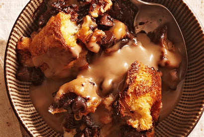 Thumbnail for Yummy Chocolate-Walnut Bread Pudding With Coffee-Kahlua Cream Sauce
