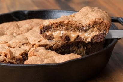 Thumbnail for A Yummy Peanut Butter-Stuffed Skillet Cookie