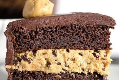 Thumbnail for Love This Double Chocolate Peanut Butter Chocolate Chip Cookie Dough Cake