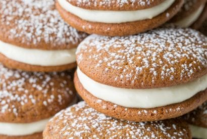 Thumbnail for Love These Gingerbread Whoopie Pies With Lemon Cream Cheese Filling