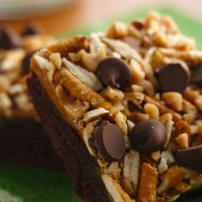 Caramel Pretzel Crunch Brownies