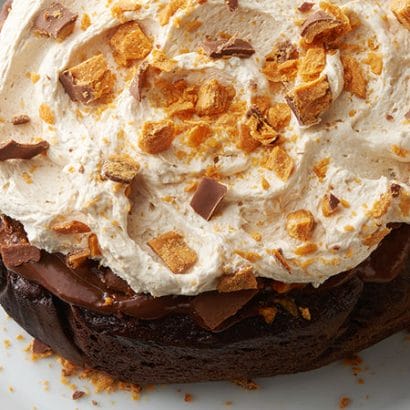 Butterfinger Chocolate Poke Cake