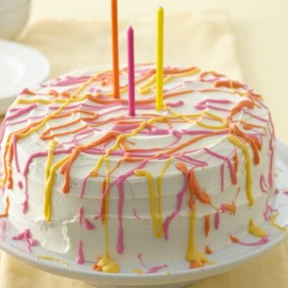 Splattered White Chocolate Cake